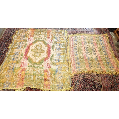 1303 - A vintage machine woven bedspread and tablecloth