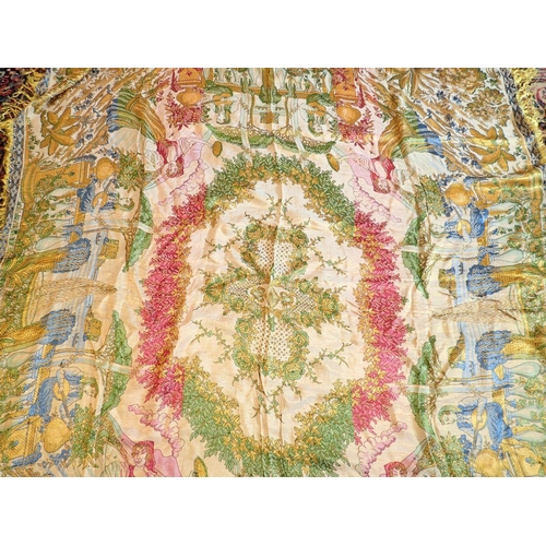 1303 - A vintage machine woven bedspread and tablecloth