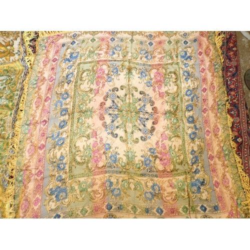 1303 - A vintage machine woven bedspread and tablecloth