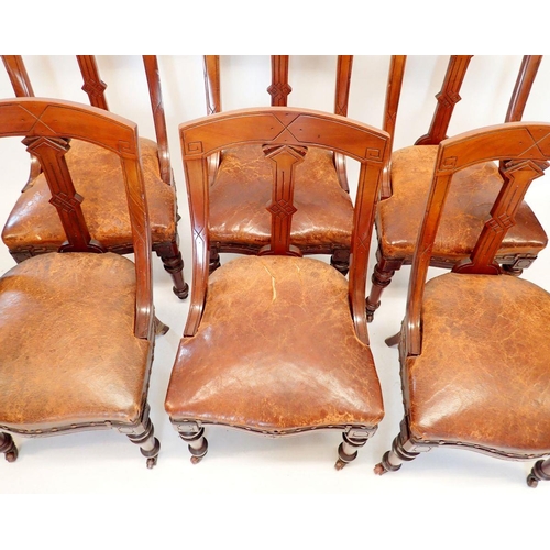 1304 - A set of six Victorian Aesthetic style slope back chairs