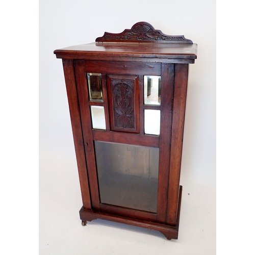 1325 - A Victorian mahogany music cabinet with carved panels to door