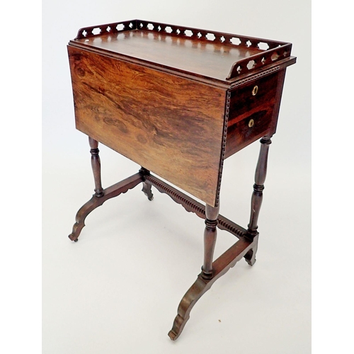 1327 - An unusual Victorian Gothic style mahogany  desk with gallery top over drop down flap to front and t... 