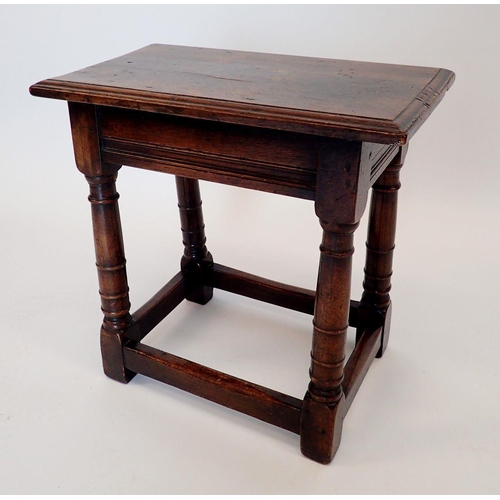 1328 - An antique oak joint stool on turned supports