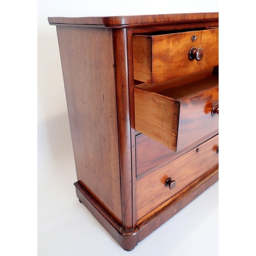 1330 - A Victorian mahogany chest of two short and three long drawers all on plinth base, 107 x 51.5 x 107c... 