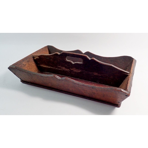 1340 - An old wooden cutlery tray, 34cm