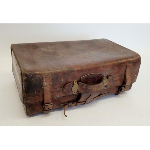 1343 - An antique leather suitcase by Northam of Exeter, 60cm wide