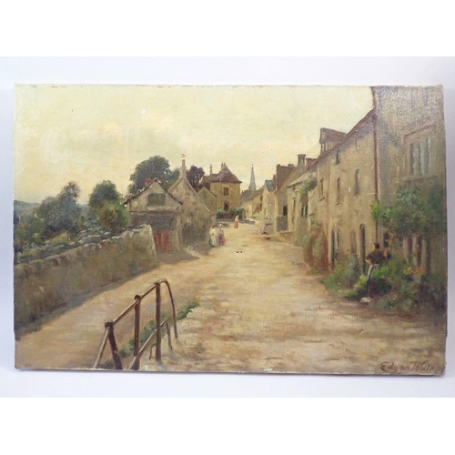 1353 - Edgar Willsford? - oil on canvas Vicarage Lane at Painswick, 41 x 61cm