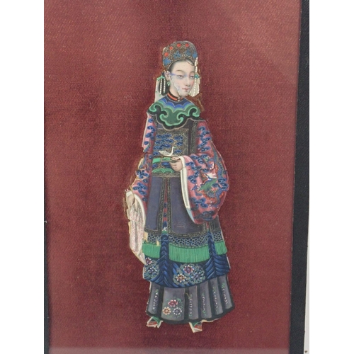 1360 - A pair of Chinese watercolour on rice paper paintings of women, 24 x 13cm