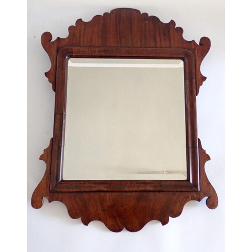 1365 - A 19th century Chipendale style mahogany wall mirror, 58 x 44cm