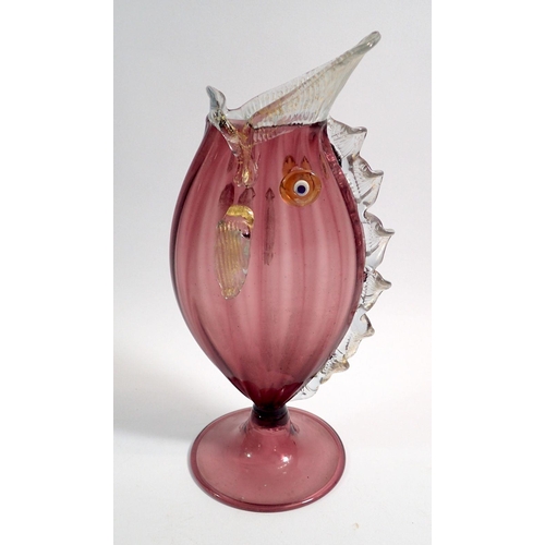 140 - A Venetian glass fish form vase, 25cm