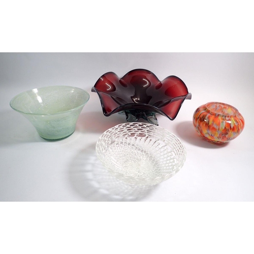 154 - A collection of four Art glass bowls, largest 31cm wide