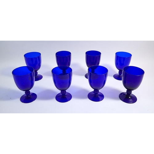 156 - A set of eight Bristol Blue wine glasses, 11.5cm tall