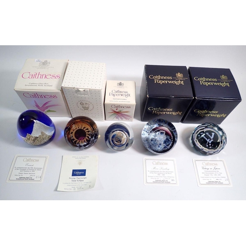 162 - Five various Caithness paperweights, boxed