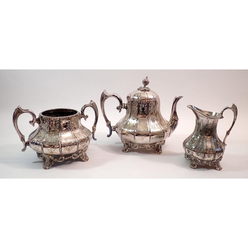 190 - A Victorian silver plated tea service engraved flowers and Gloucester Regiment presentation