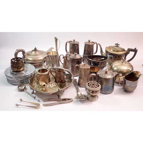 195 - A box of silver plated items including tea service etc.