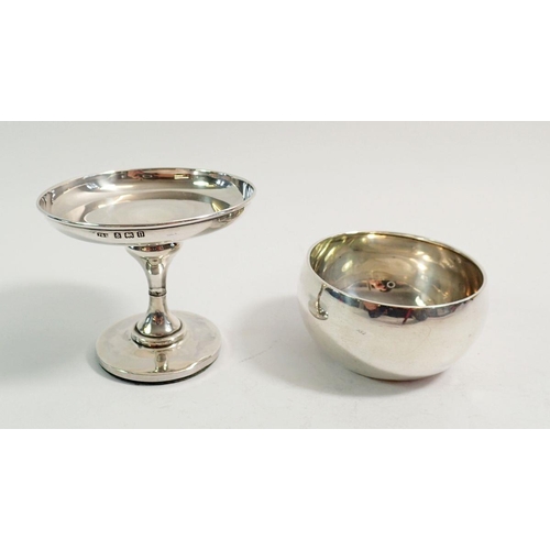 221 - A Victorian silver circular sugar bowl, London 1887 Thomas Bradbury & Sons, 56g and a silver miniatu... 