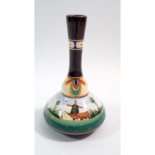 23 - A Gouda vase painted windmill, 17cm