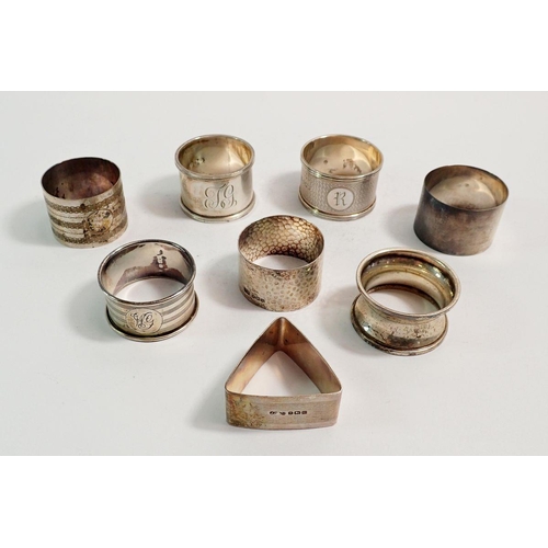 232 - Eight various silver napkin rings 192g