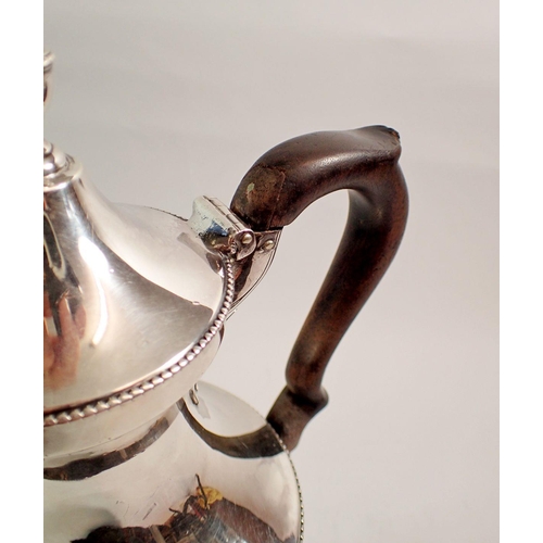 248 - A George III silver coffee pot with beaded decoration, London 1779 by Charles Wright, 33cm tall, 948... 