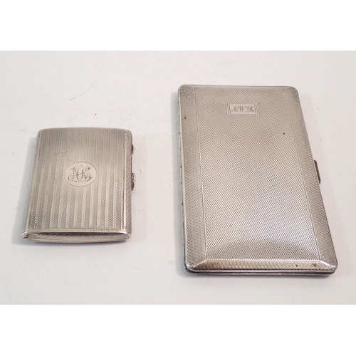 254 - A silver cigarette case Birmingham 1923, 74g and a silver plated one