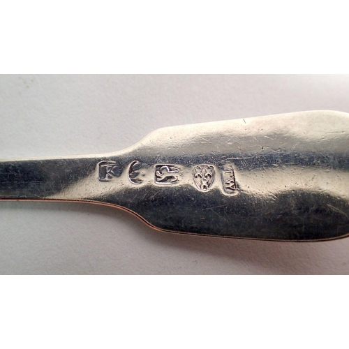 276 - A silver fiddle pattern caddy spoon with shell terminal, Newcastle 1824, by Thomas Watson, 11cm