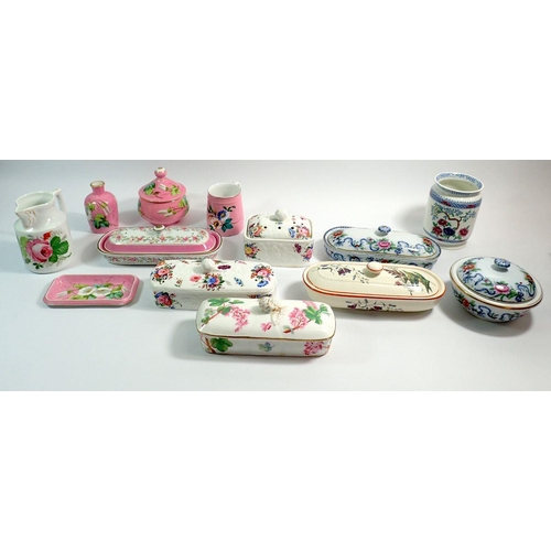 3 - A collection of Victorian soap dishes, dressing table items etc.