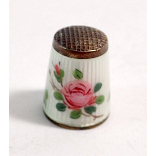 327 - A David Andersen silver enamel floral thimble