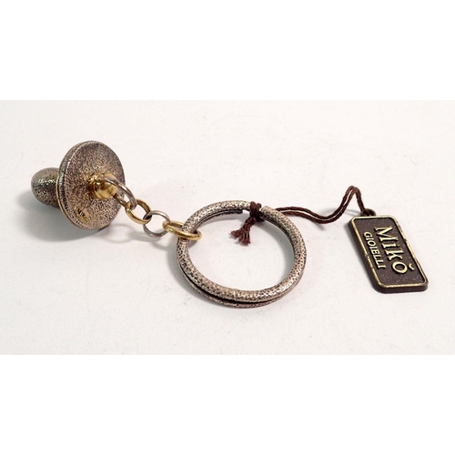 329 - An Italian novelty silver key ring fob in the form of a baby's dummy by Miko, 26g