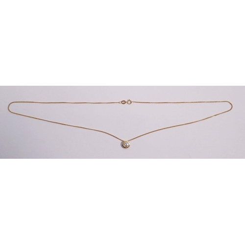 348 - An 18 carat gold diamond set pendant on 18 carat gold chain, 3.4g, diamond approx. 1/2 carat