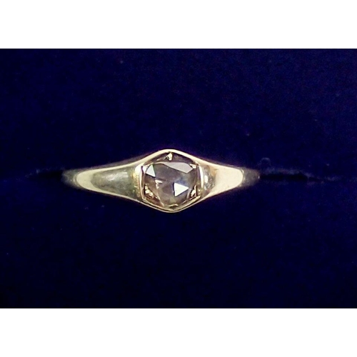 380 - An antique ring set rose cut diamond, size K, 1.6g, tested as 14ct gold