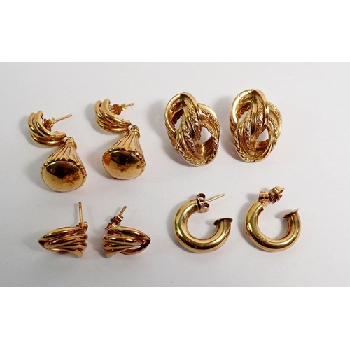 418 - Four pairs of 9 carat gold earrings, 14.7g