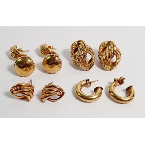 418 - Four pairs of 9 carat gold earrings, 14.7g