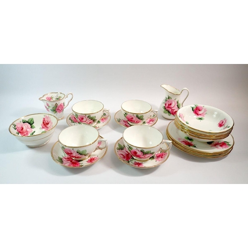 42 - A Hammersley part tea service painted roses comprising two breakfast cups, four saucers, sugar, four... 