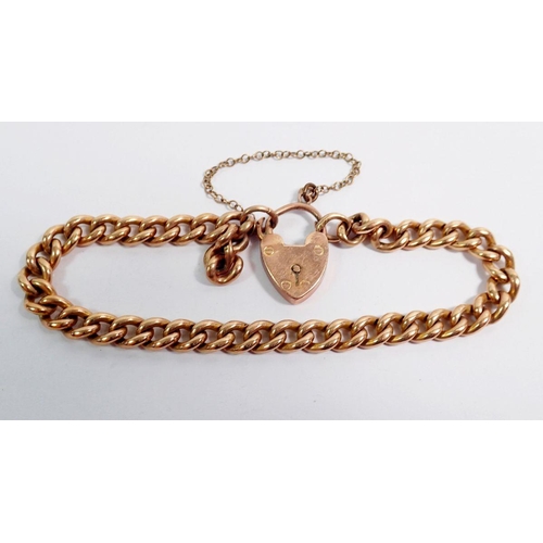 435 - A 9 carat gold bracelet, total 18.6g but the padlock is thought to be gold plated