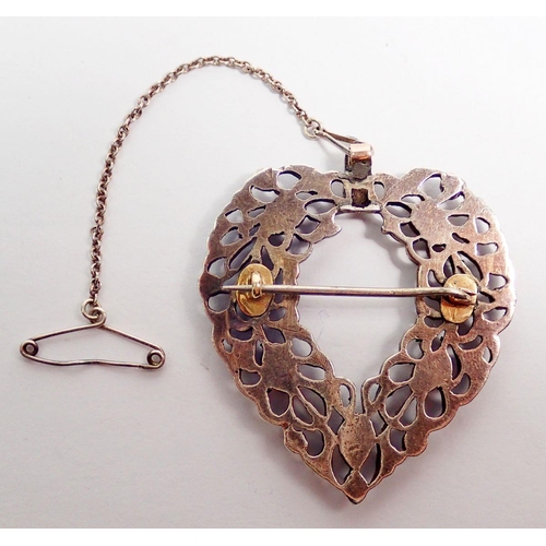 447 - A white metal heart form pendant/locket set rubies and diamonds (largest stone not a diamond) 15g, 4... 