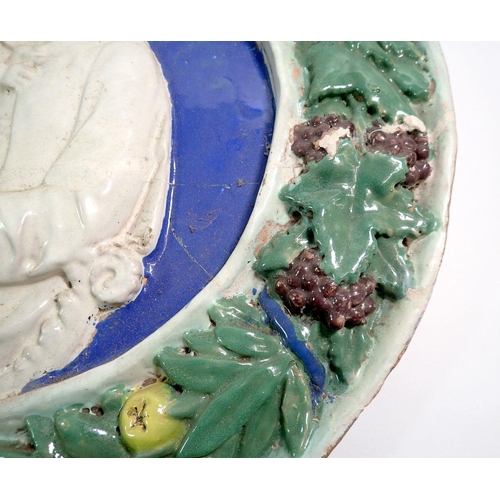 5 - A Della Robbia style Madonna wall plaque, 46cm diameter, repaired