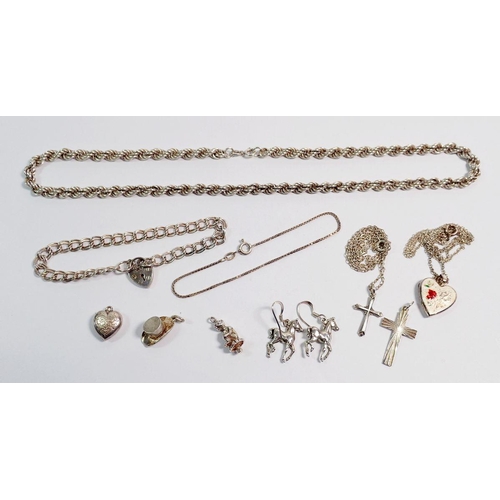 512 - Various silver jewellery including, necklace, bracelet, charms etc