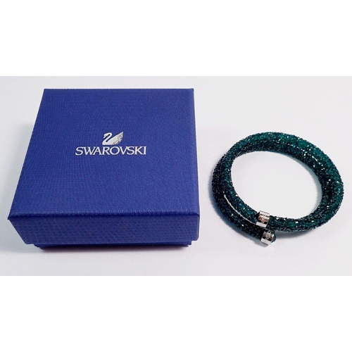 518 - A Swarovski green crystal snake bracelet, boxed