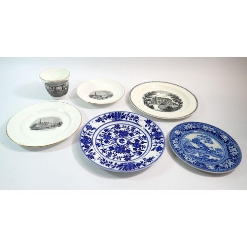 52 - A Royal Worcester trio printed Shakespeare views and three Wedgwood plates