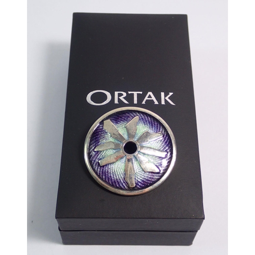 523 - An Ortak silver and enamel brooch, 3.7cm diameter