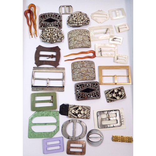 532 - A collection of vintage and antique buckles including paste and cut steel