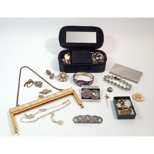 534 - A box of costume jewellery including a Tiffany card case etc.