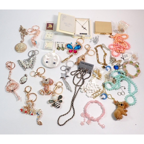 566 - A box of various costume jewellery including silver earrings etc.