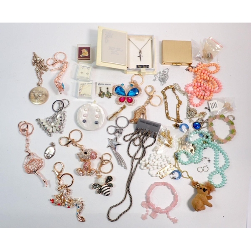 566 - A box of various costume jewellery including silver earrings etc.