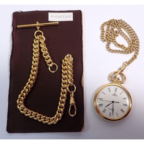 576 - A Lorus gold plated fob watch and a rolled gold fob chain