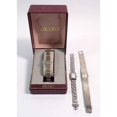 577 - An Eridas silver ladies vintage watch plus a Citizen and a Seiko ladies watch