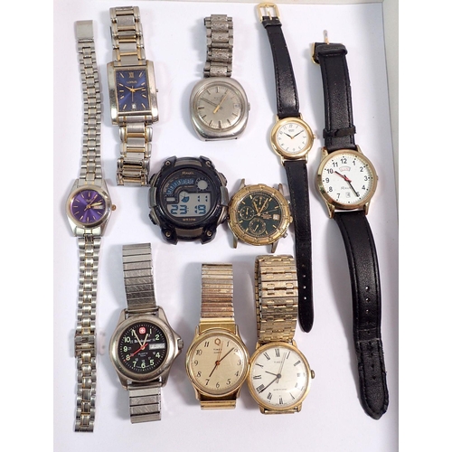 584 - A group of 10 quartz watches including Seiko, Avia, Accurist etc.