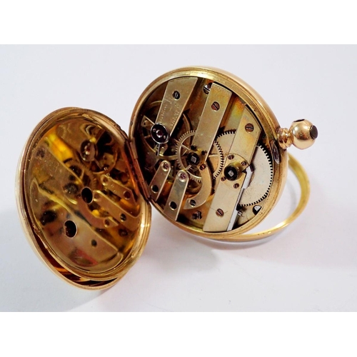 608 - An 18 carat gold small pocket watch dated and inscribed 1874, 4.2cm diameter - cased