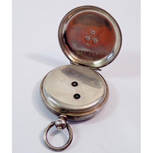 609 - A ladies key wound silver pocket watch, Birmingham 1885