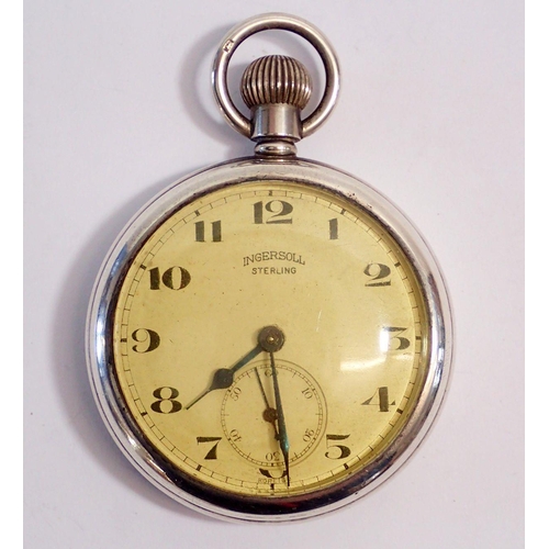 616 - An Ingersoll sterling silver pocket watch, Birmingham 1930